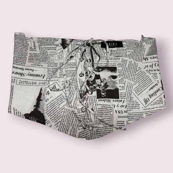 AKIRA Tops - AKIRA Read The News Black and White Lace Up Underbust Corset XL